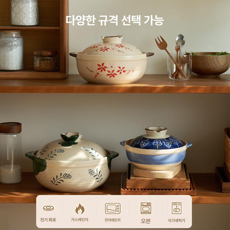 일본식 전골 뚝배기 세라믹 냄비 고온 스끼야끼 내열 사쿠라 소형 1.12L - 상세 이미지 5