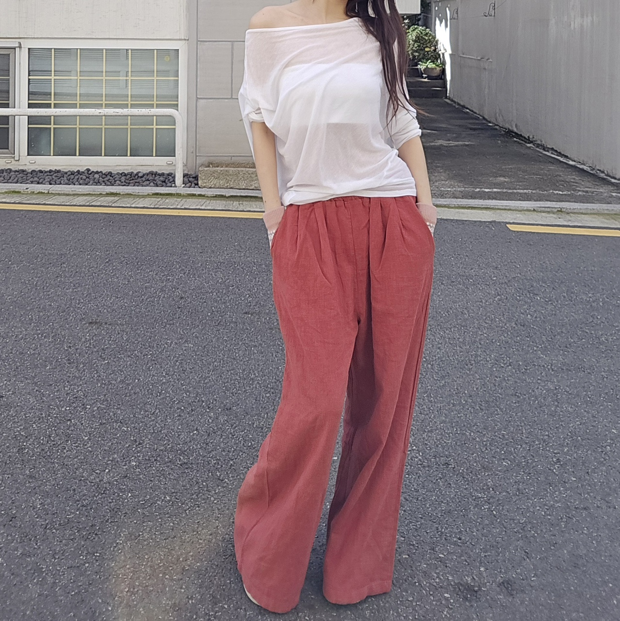 플리츠 주름 바지 와이드 팬츠 린넨 몸빼 바지 일바지 이미지 7