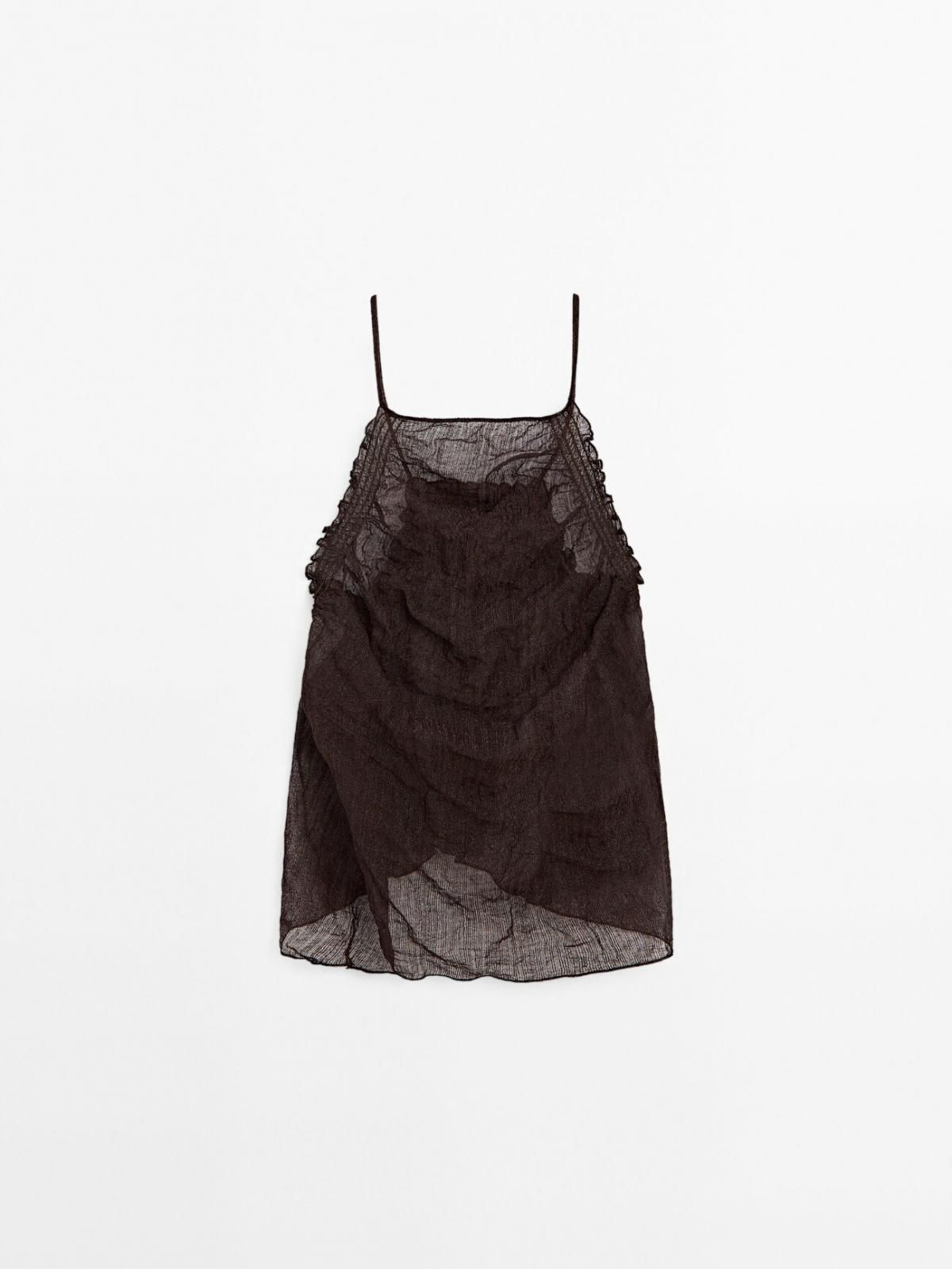 마시모두띠 시스루 오픈백 스트랩 홀터넥 탑 6812/535 BURGUNDY - 메인 이미지