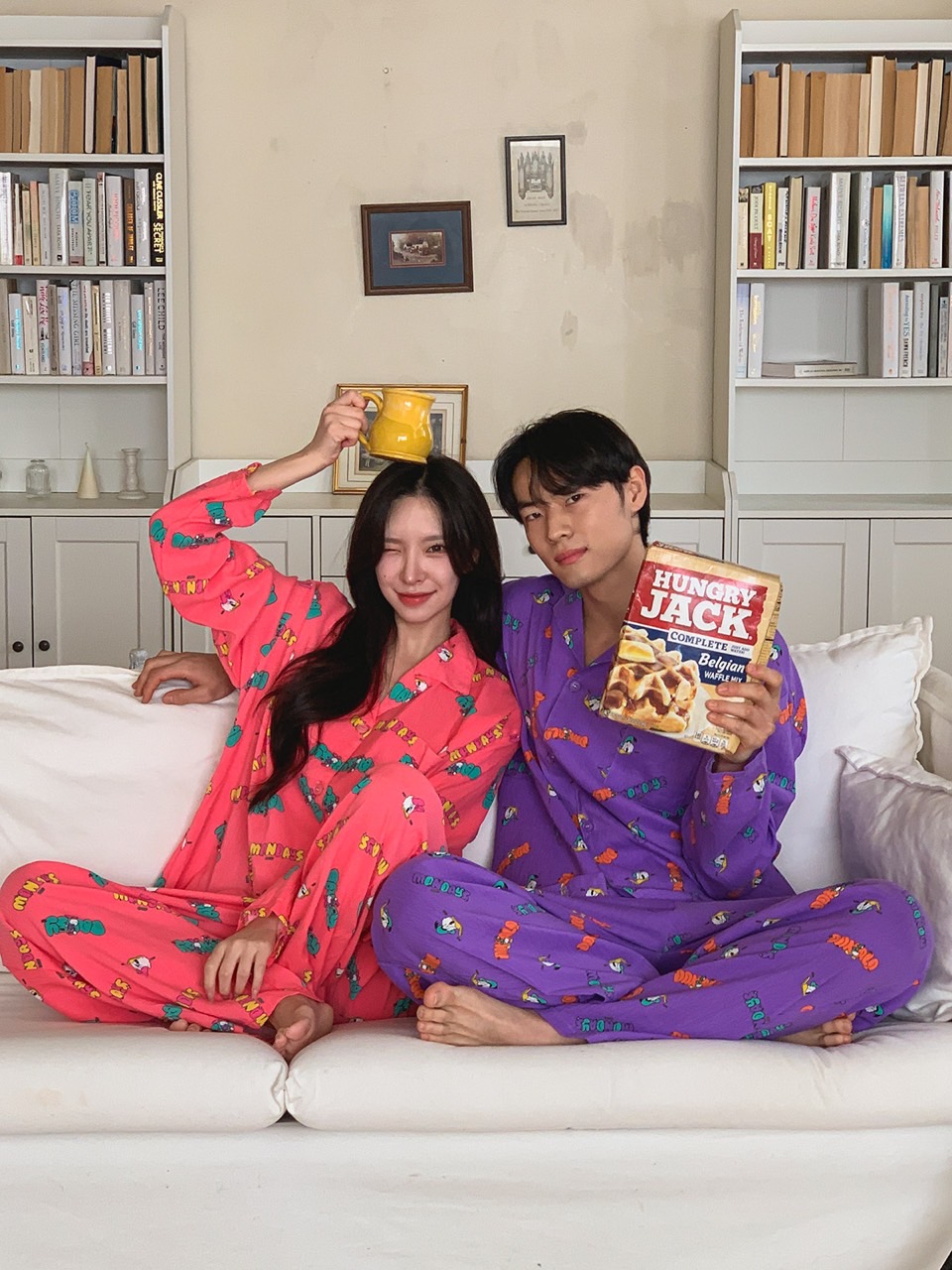 디즈니 커플 먼데이 데이지 도널드 잠옷세트 긴팔 긴바지 파자마 홈웨어 선물 - 상세 이미지 2