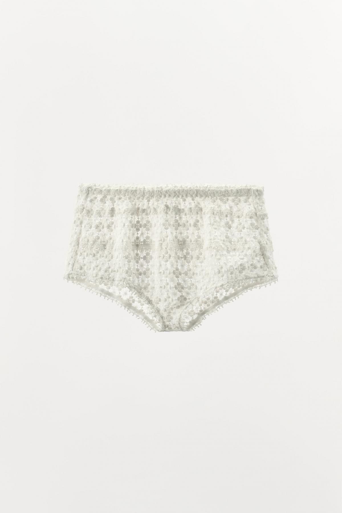자라 레이스 자수 하이웨이스트 미니 반바지 6895/902 OYSTER-WHITE - 상품 이미지