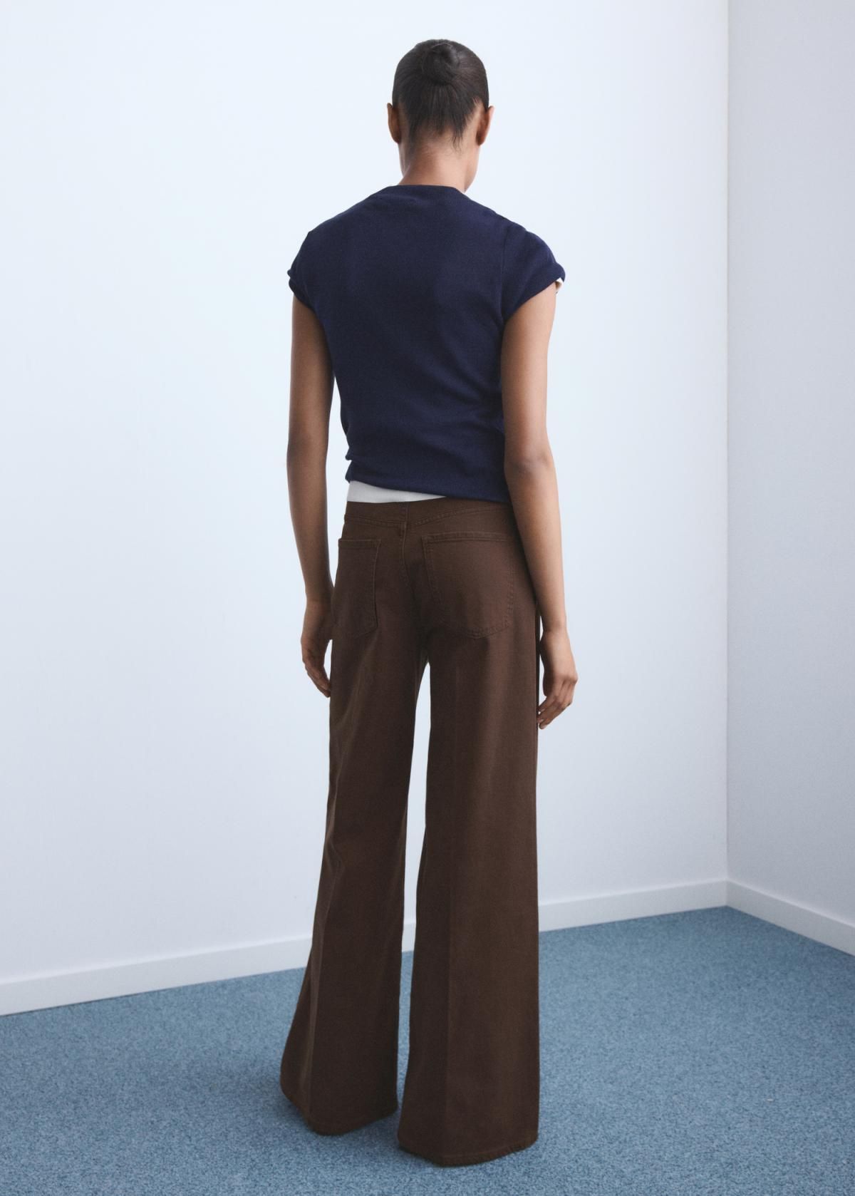 망고 트렌디 하이웨이스트 와이드핏 브라운 데님 팬츠 17024108 CHOCOLATE - 상세 이미지 3