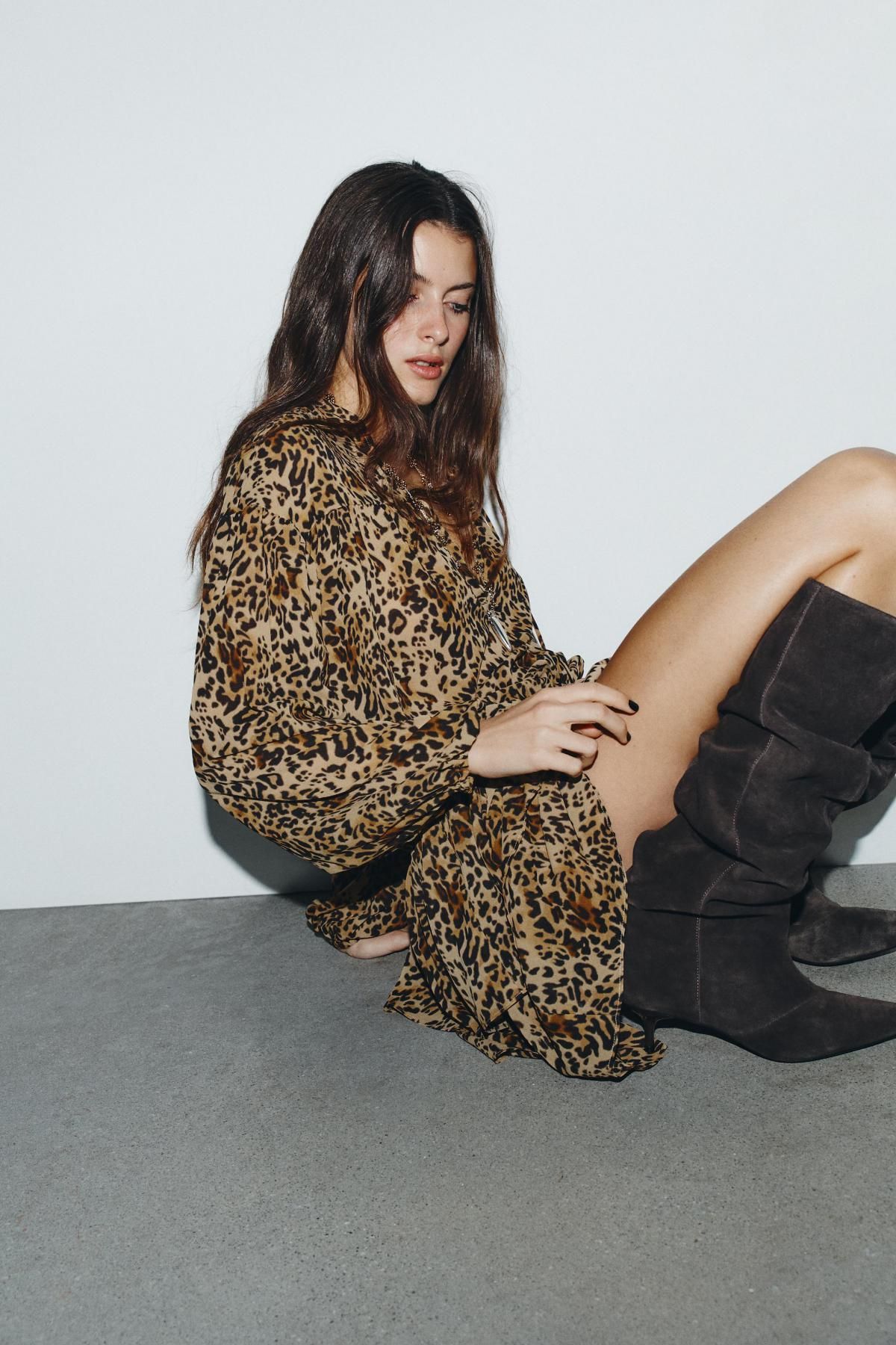 자라 애니멀 프린트 러플 미니 원피스 4772/230 LEOPARD - 상세 이미지 5