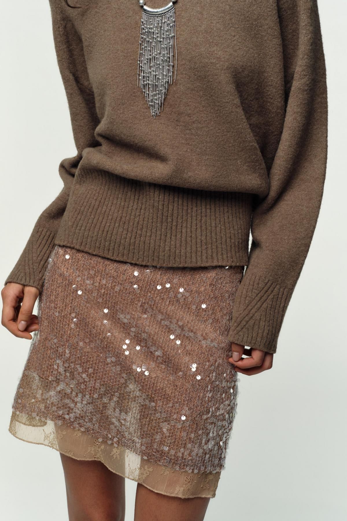 자라 소프트 라운드넥 니트 스웨터 브라운 1509/109 MINK BROWN - 상세 이미지 4