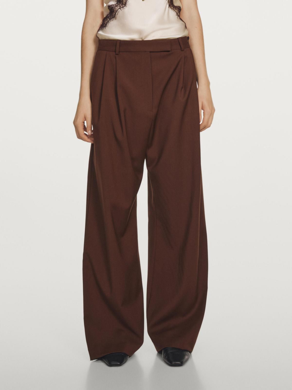 마시모두띠 테일러드 울 와이드 팬츠 더블 다트 9007/951 MAHOGANY - 메인 이미지