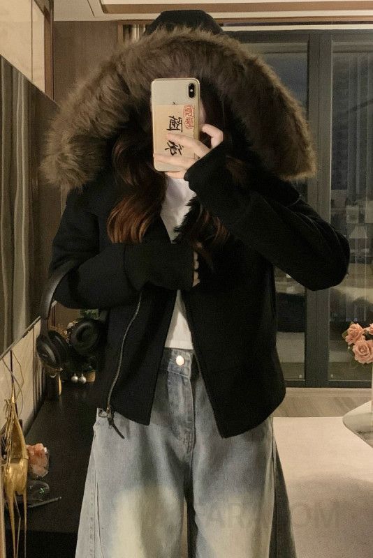 여성 겨울 플리스 후드집업 따뜻한 기모 소재 트렌디한 슬림핏 경량자켓 캐주얼 스타일 짧은 디자인 데일리 웨어 - 상세 이미지 5