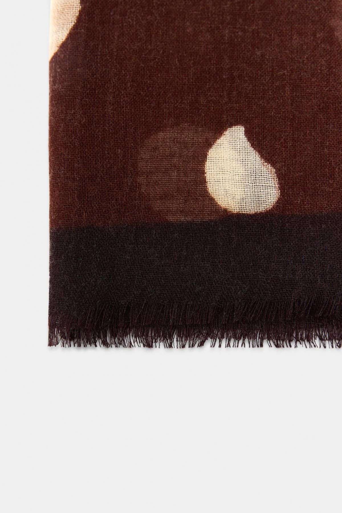 자라 도트 패턴 울 블렌드 스카프 4758/234 BROWN - 상세 이미지 4