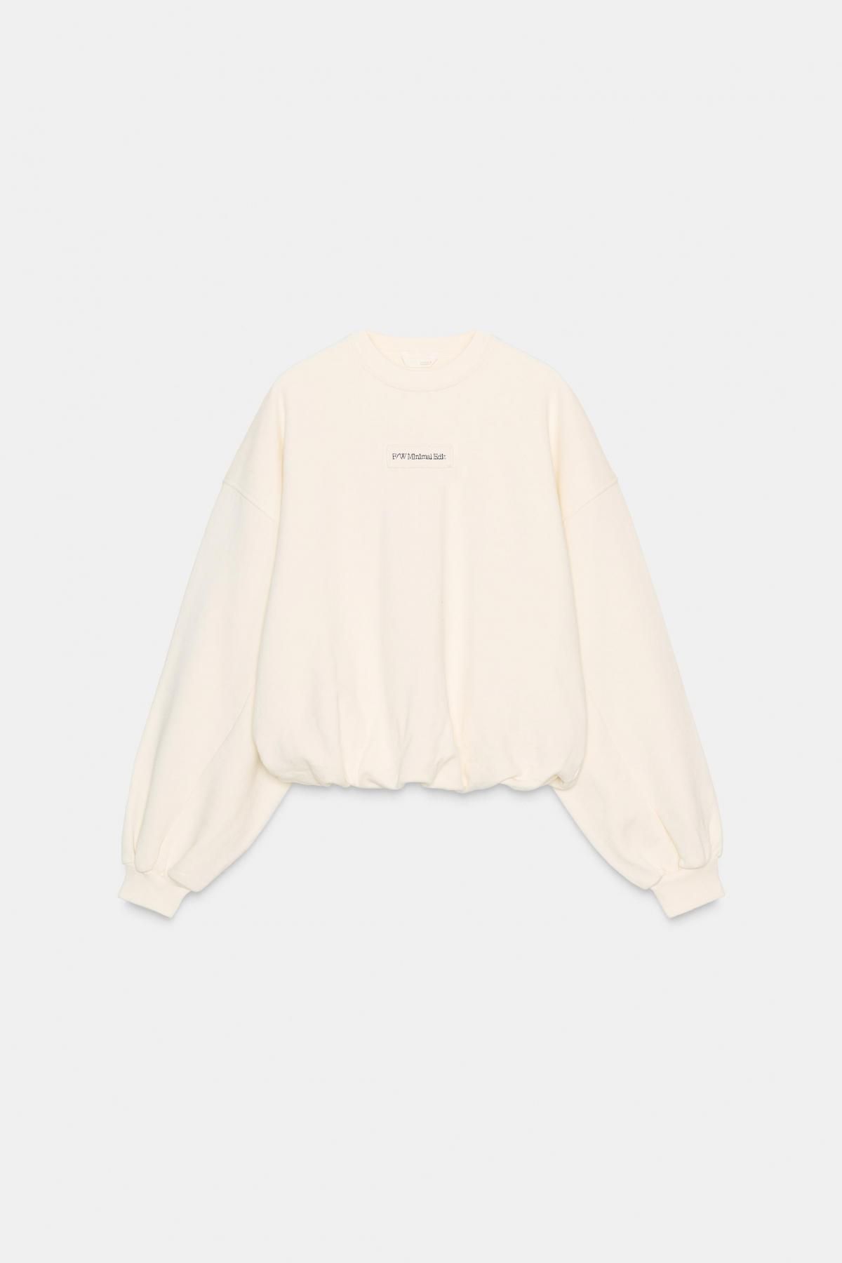 자라 자수 텍스트 벌룬 스웨트셔츠 4805/802 OYSTER-WHITE - 메인 이미지