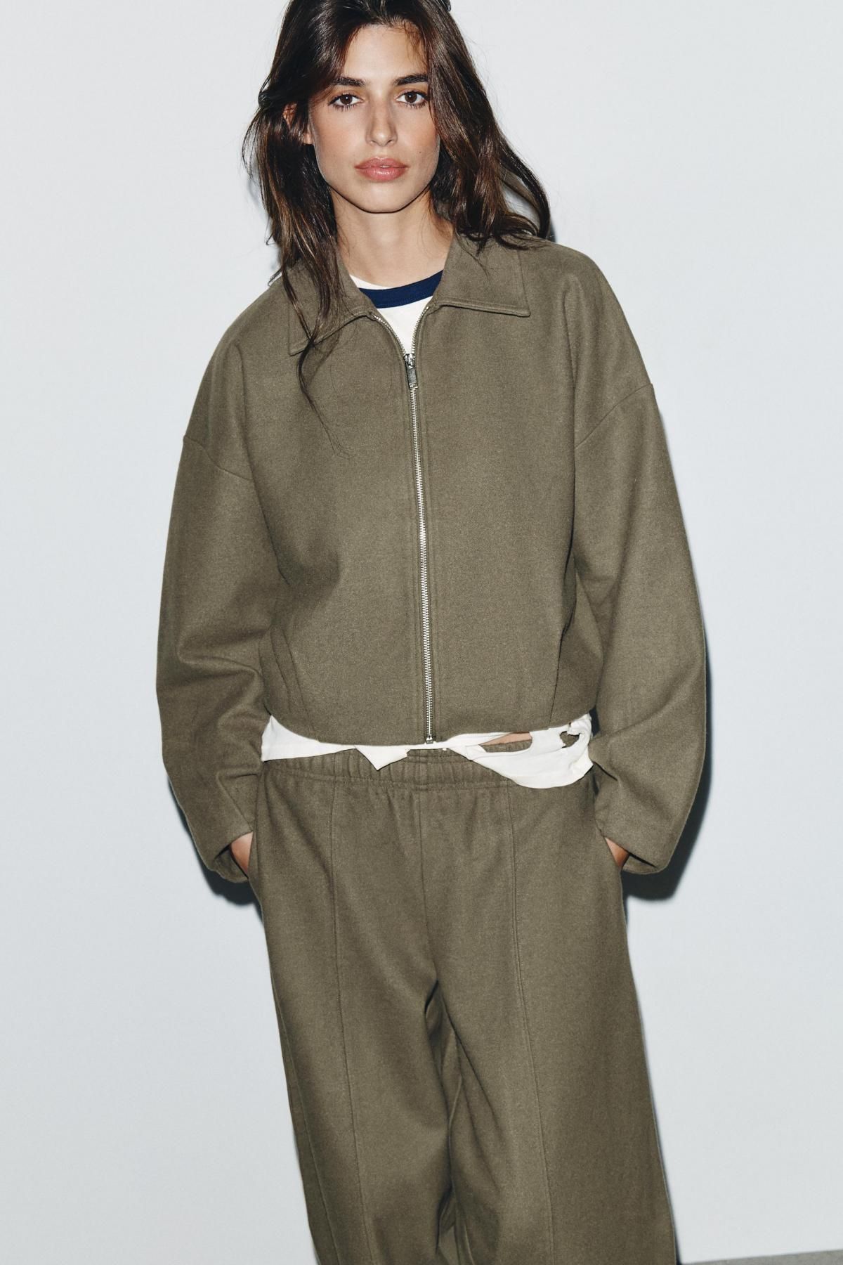 자라 소프트 테크니컬 집업 봄버 재킷 4174/848 KHAKI - 상세 이미지 3