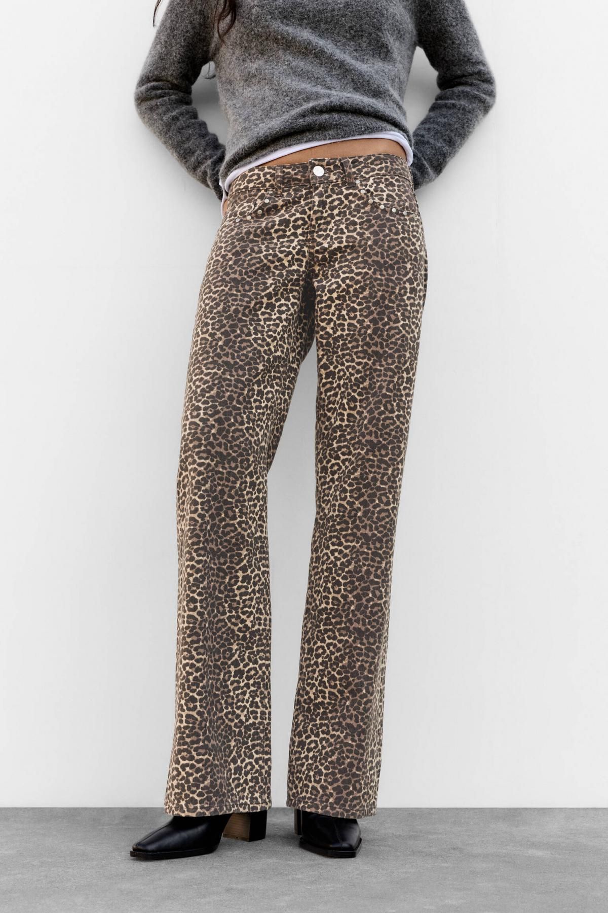 풀앤베어 애니멀 프린트 스트레이트핏 청바지 7683/377 LEOPARD - 메인 이미지