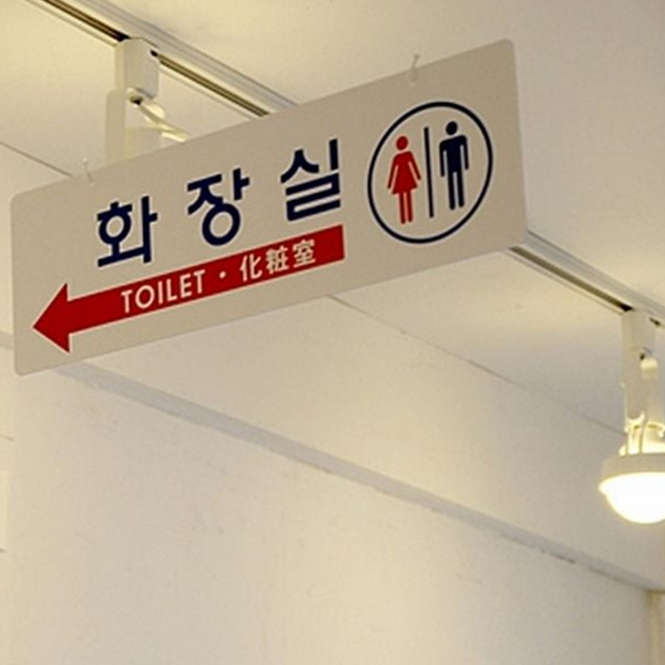 남녀공용 화장실 표지판 걸이형 화장실 안내판 토일렛 대형 - 메인 이미지