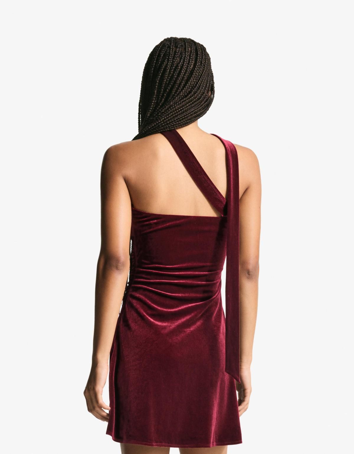 버쉬카 벨벳 스카프 미니 원피스 5762/692 BURGUNDY - 상세 이미지 5
