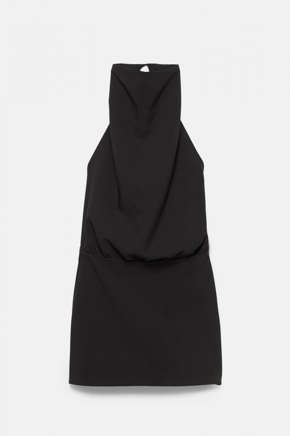 풀앤베어 오픈백 드레이프 미니 홀터 원피스 7394/390 BLACK - 상품 이미지