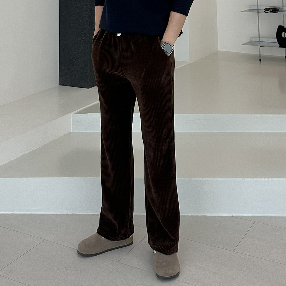 남자 코듀로이팬츠 기모 와이드 겨울 골덴 바지 남자바지 - 상세 이미지 4
