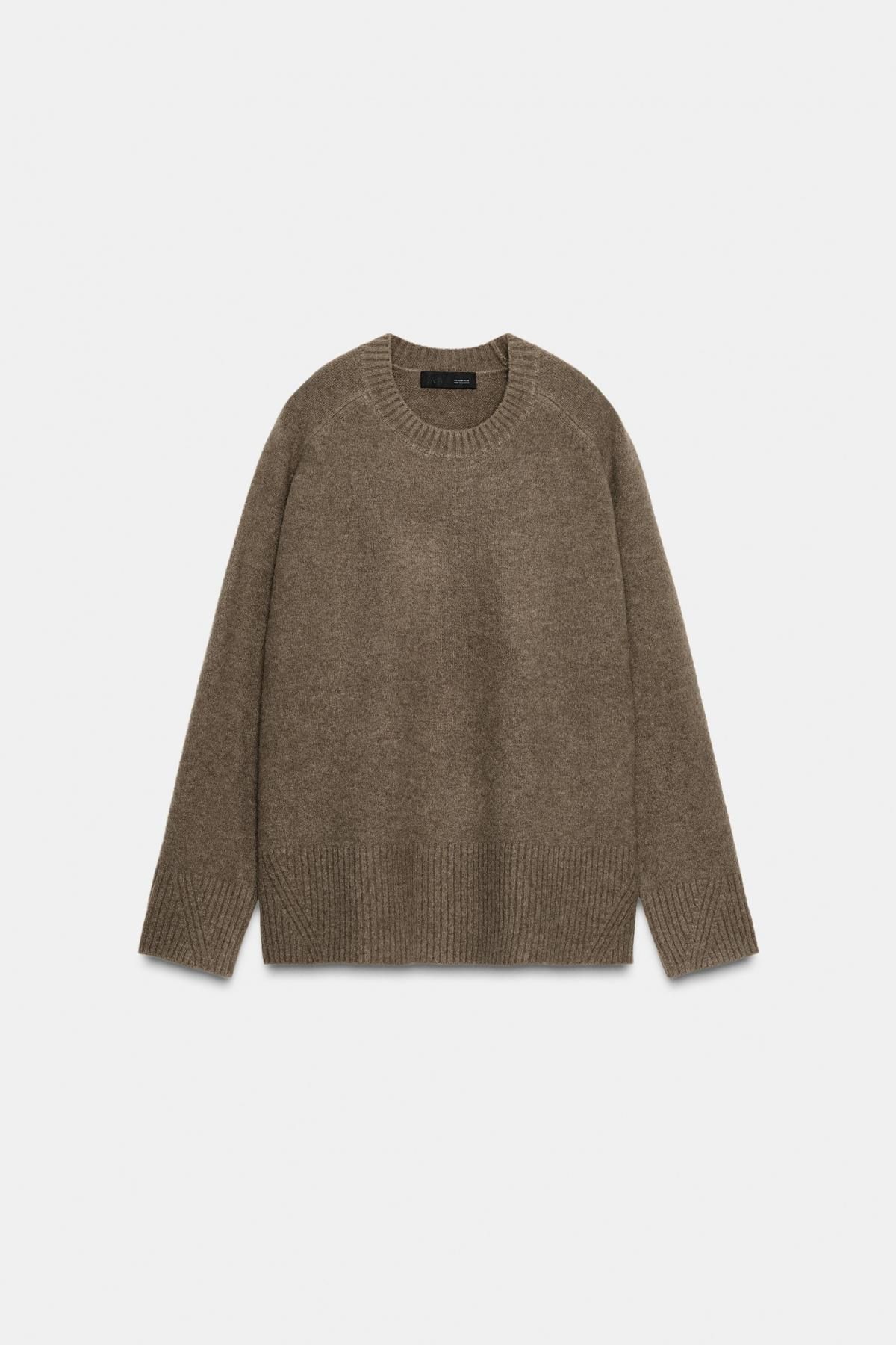 자라 소프트 라운드넥 니트 스웨터 브라운 1509/109 MINK BROWN - 상품 이미지