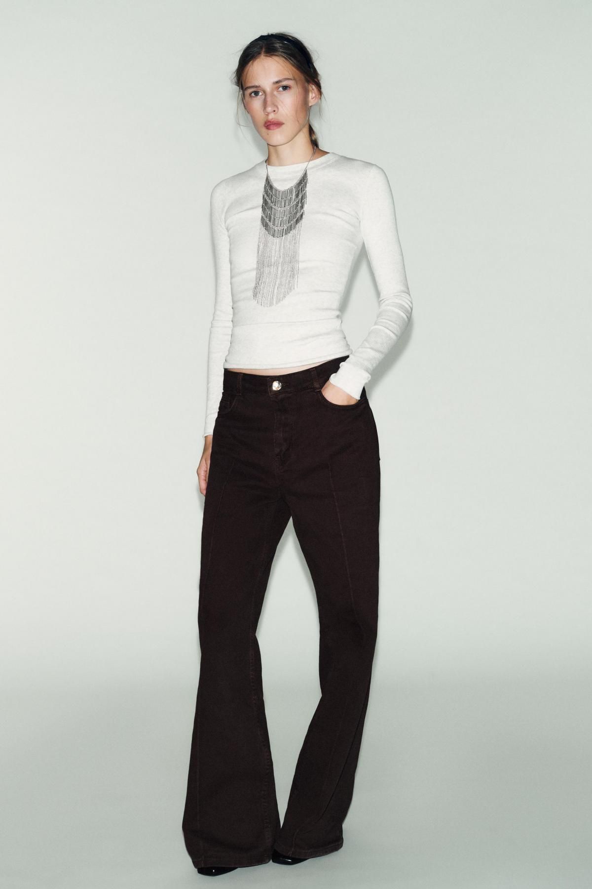 자라 슬림핏 골지 라운드넥 긴팔 티셔츠 4174/745 GREY MARL - 상세 이미지 2