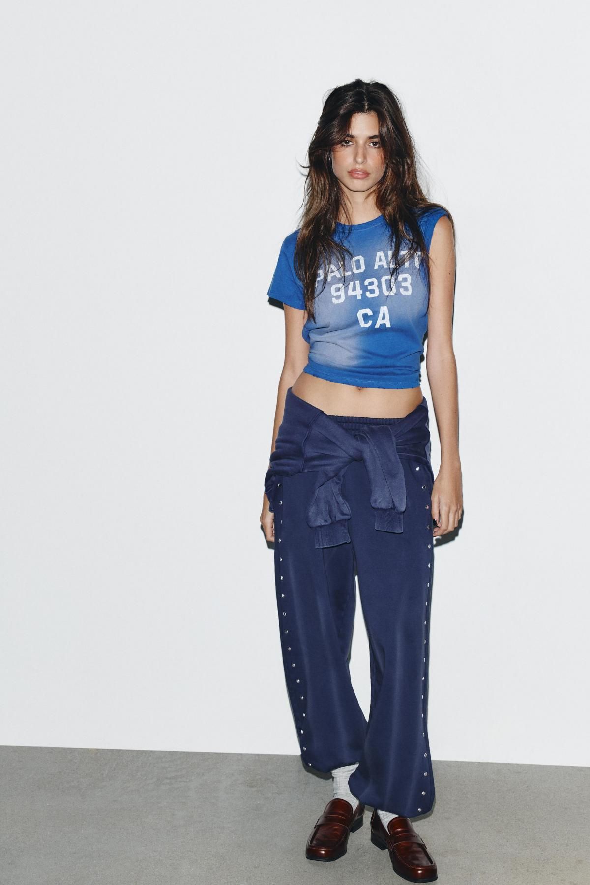 자라 스터드 워시드 밴딩 조거 팬츠 4174/031 BLUE - 상세 이미지 2