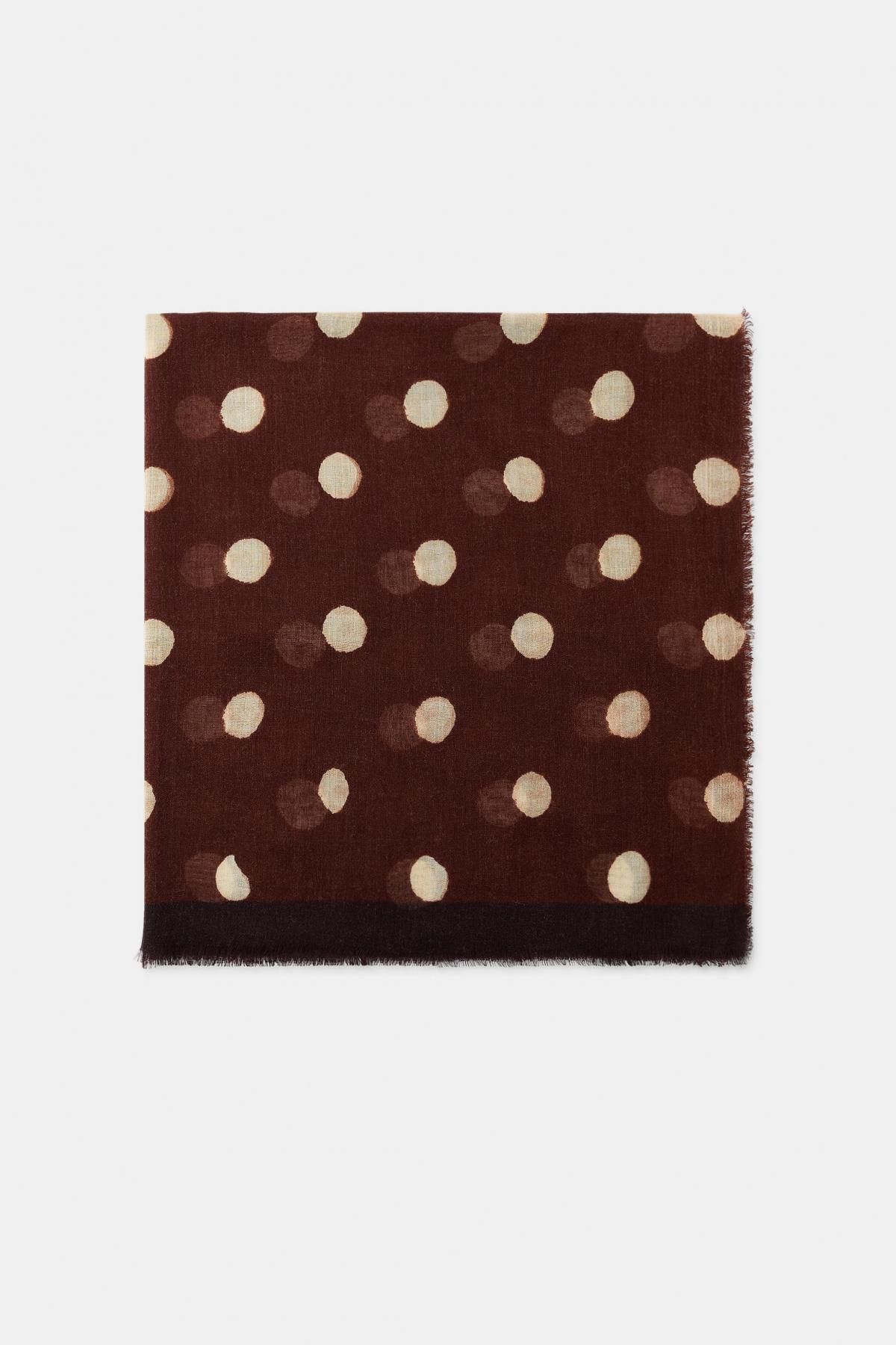 자라 도트 패턴 울 블렌드 스카프 4758/234 BROWN - 메인 이미지