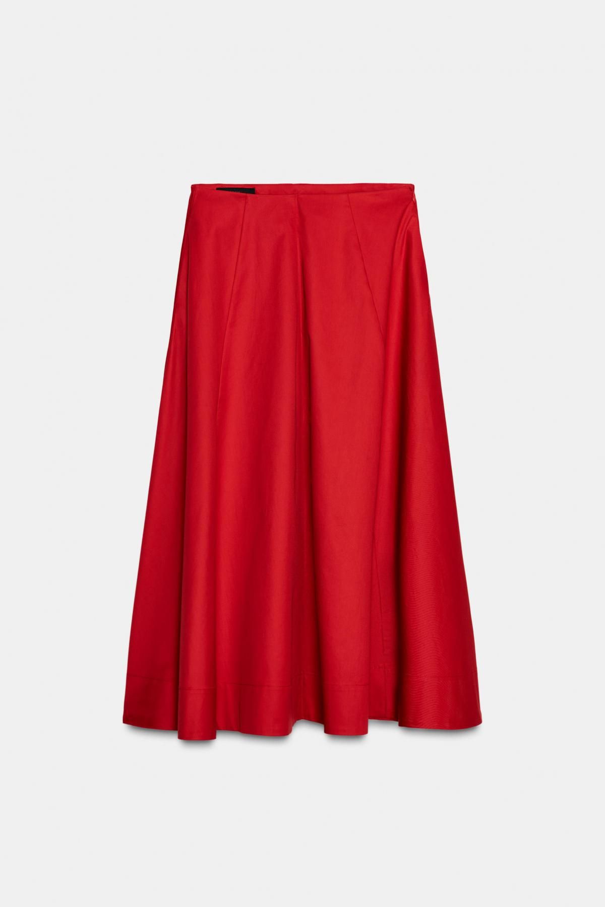 자라 플리츠 미디 레드 스커트 4772/523 RED - 메인 이미지