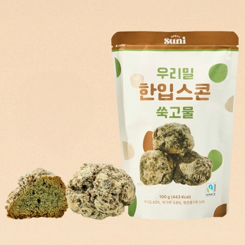 2025년 햇밀 100% 우리밀 한입스콘 쑥고물, 100g, 1개 - 상품 이미지
