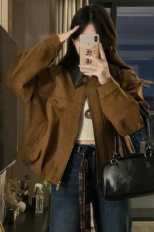 여성 가을 겨울용 스웨이드 가죽자켓 슬림핏 고급스러운 스타일 하객룩 출근룩에도 좋은 페이크레더 자켓 이미지 6
