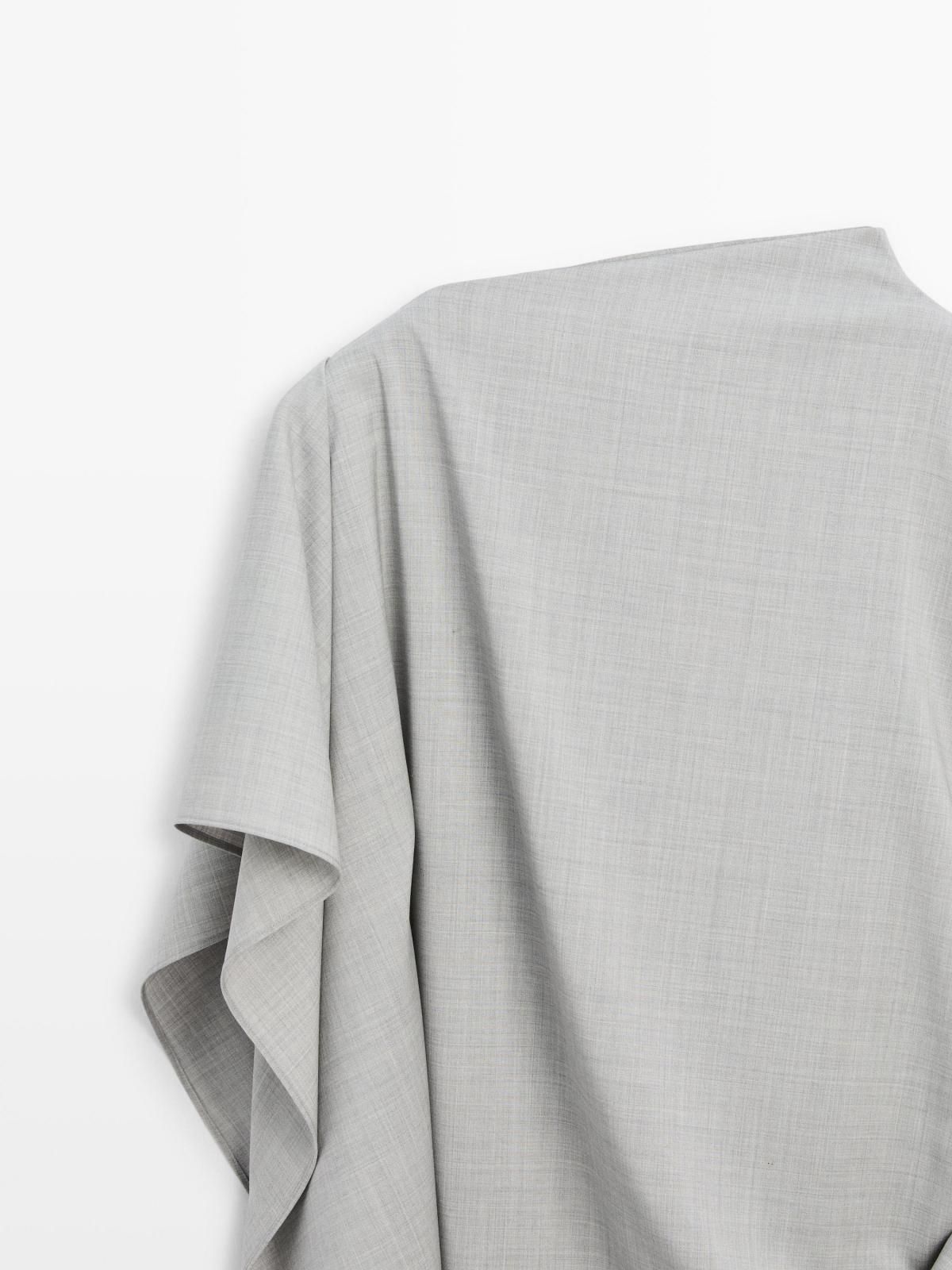 마시모두띠 100 울 비대칭 러플 블라우스 9405/951 PALE GREY 이미지 6