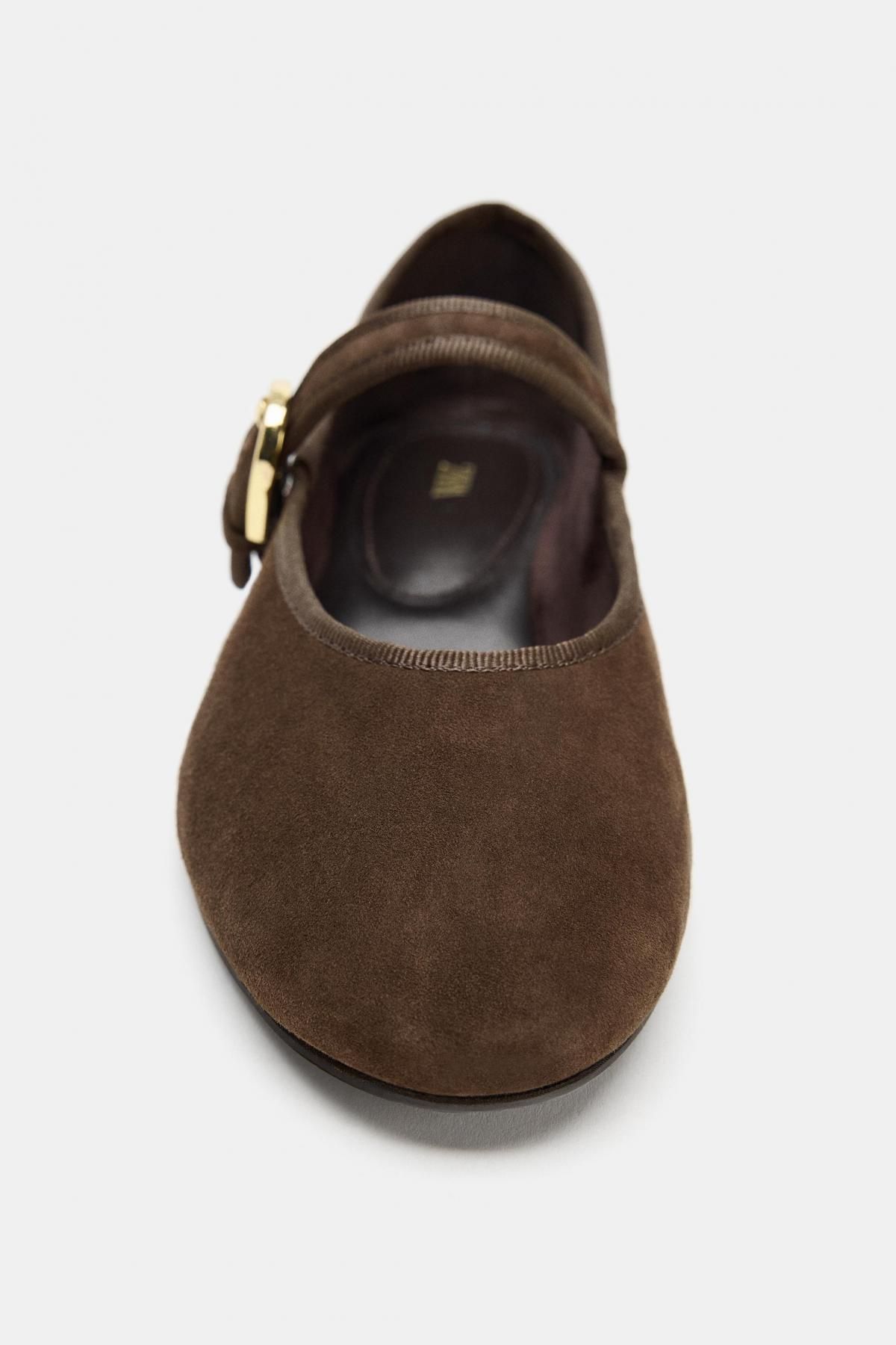 자라 스웨이드 메리제인 발레리나 플랫슈즈 2537/610 CHOCOLATE BROWN - 상세 이미지 5