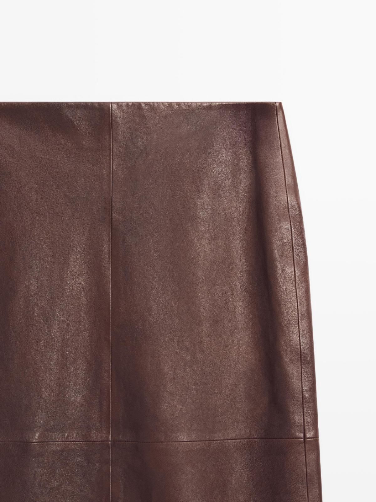 마시모두띠 브라운 나파 레더 미디 스커트 5327/967 BROWN - 상세 이미지 4