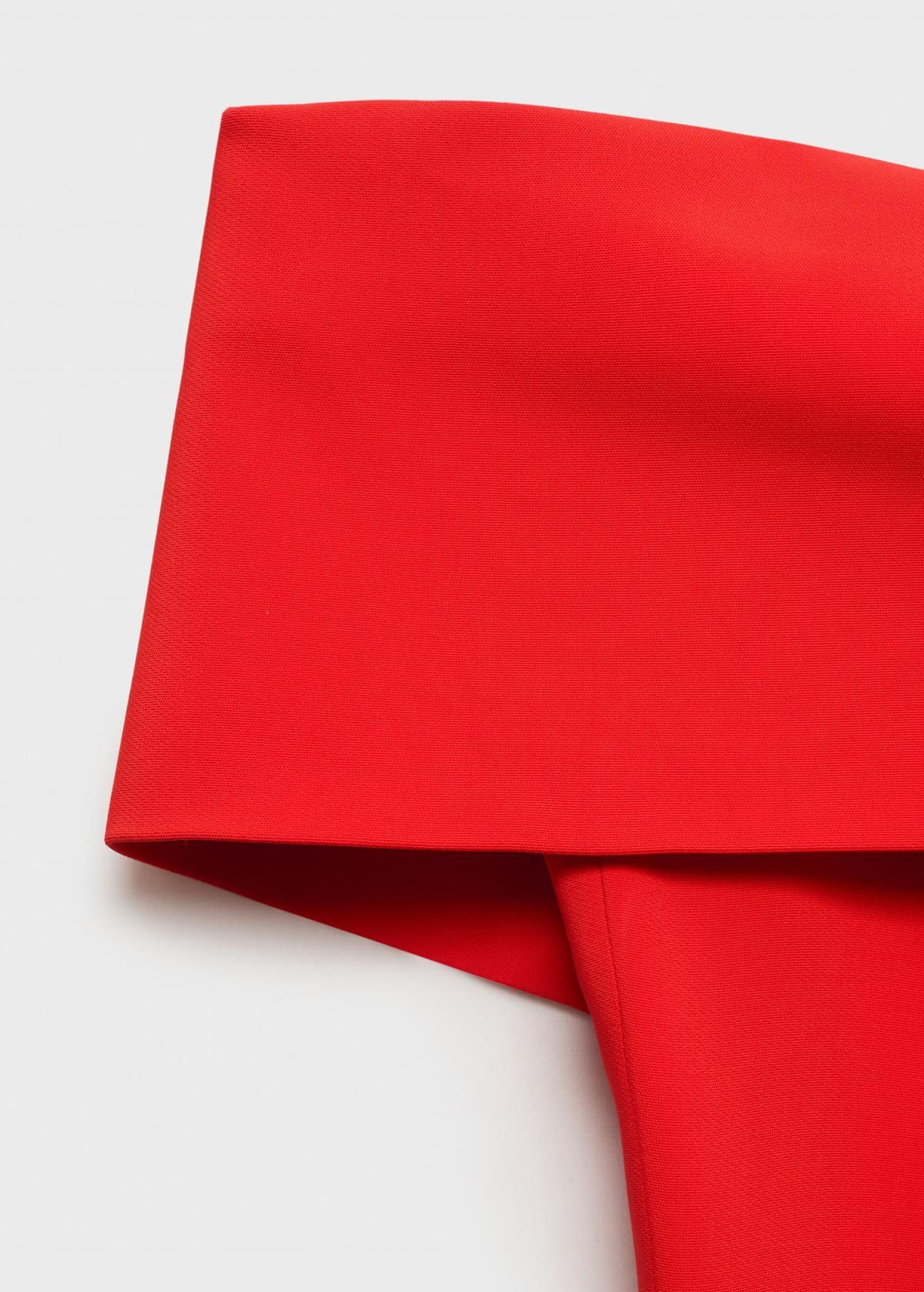 망고 오프숄더 레드 슬릿 롱 원피스 87040271 ROJO 이미지 8