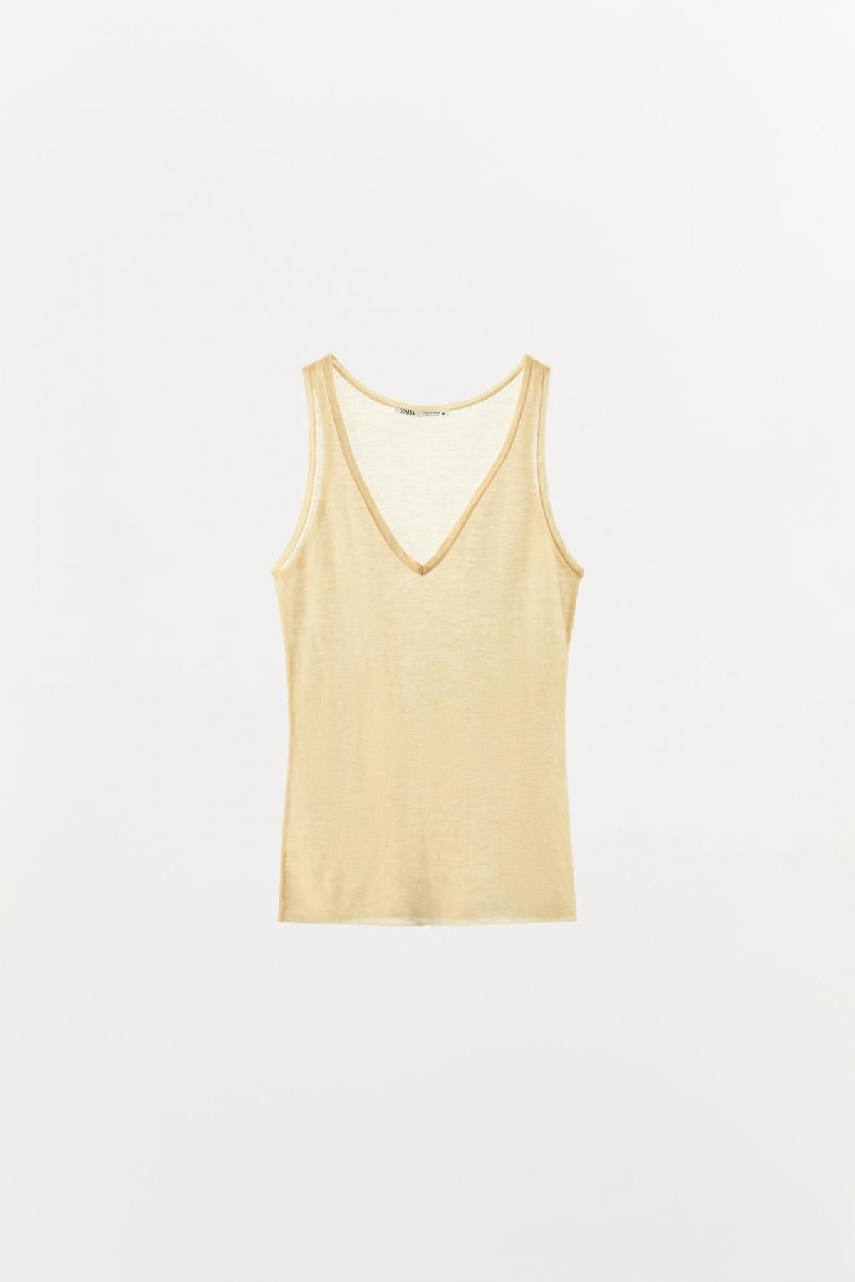 자라 프리미엄 울 브이넥 스트랩 탑 1223/627 YELLOW - 메인 이미지