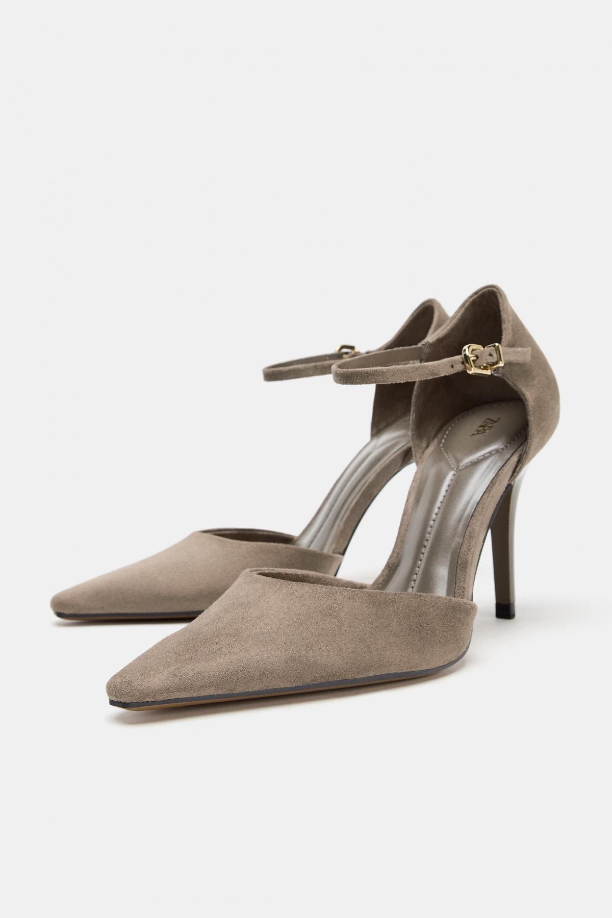 자라 스웨이드 하이힐 앵클 스트랩 슈즈 2236/610 TAUPE GREY - 상세 이미지 4