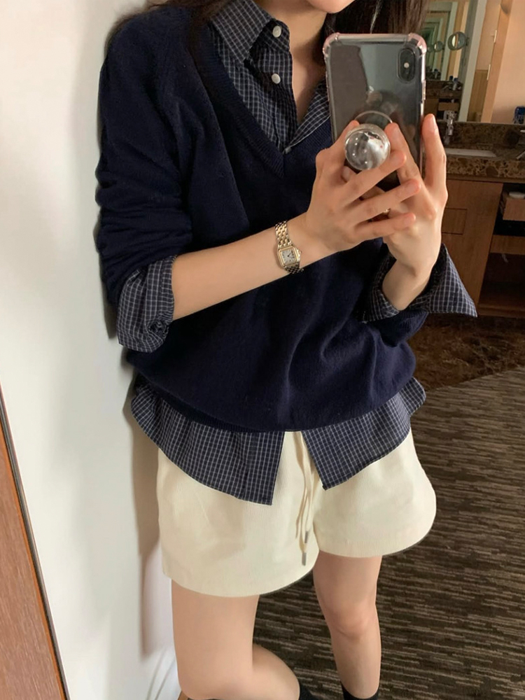 캐주얼 무드 오버핏 여성 체크 셔츠 남방 간절기 레이어드 긴팔 여자 가을 셔츠 남방 - 상세 이미지 3