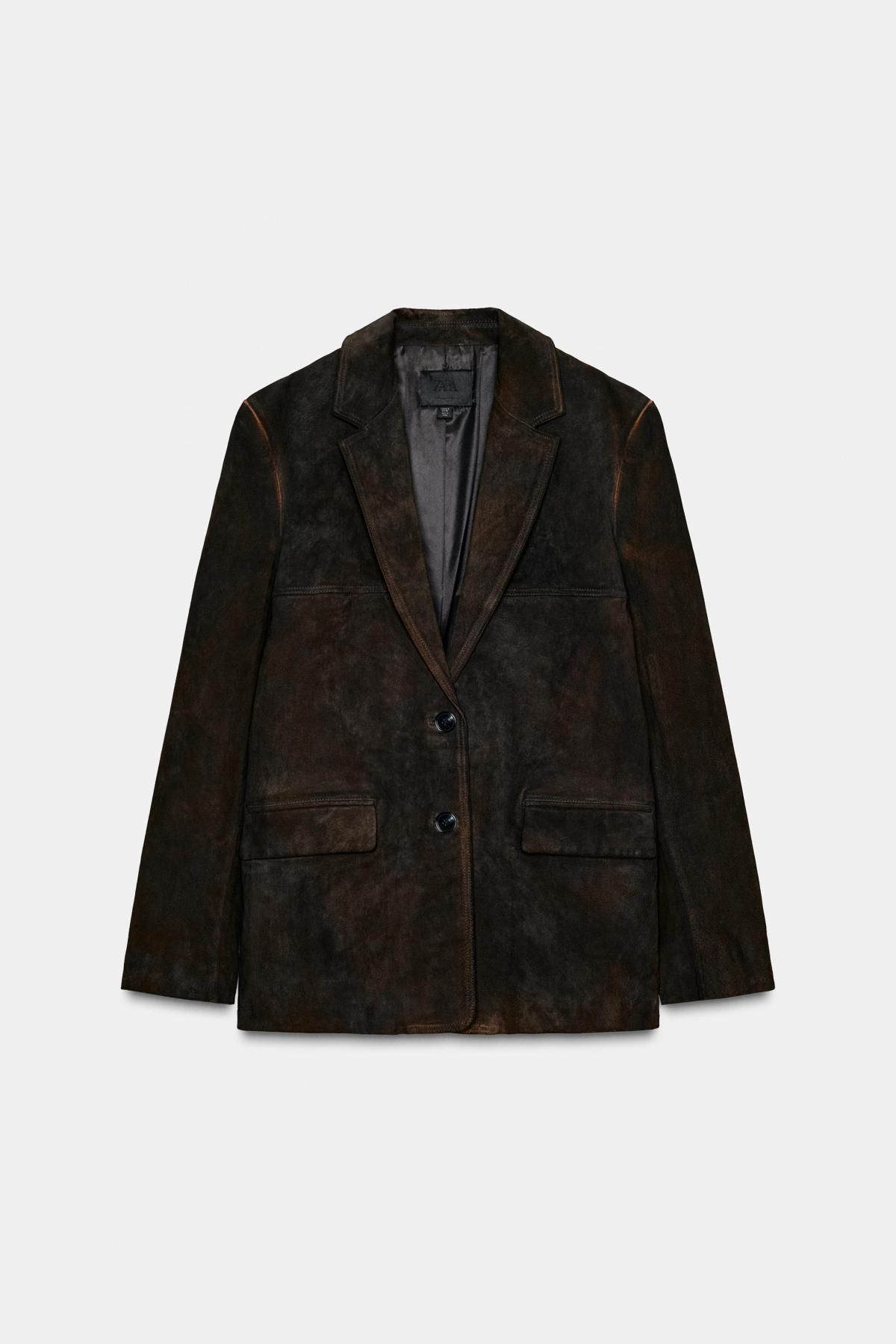 자라 프리미엄 스웨이드 레더 포켓 블레이저 4341/813 RUST - 메인 이미지