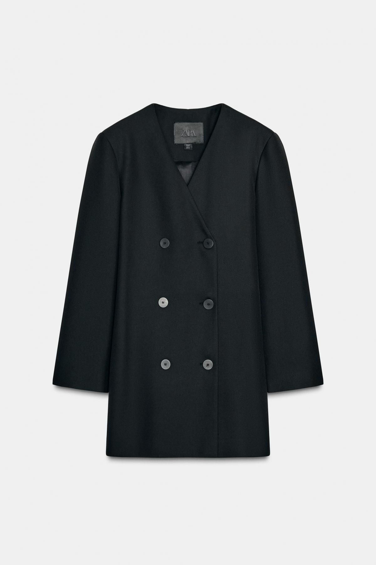 자라 더블브레스트 브이넥 블레이저 원피스 9225/062 BLACK - 메인 이미지