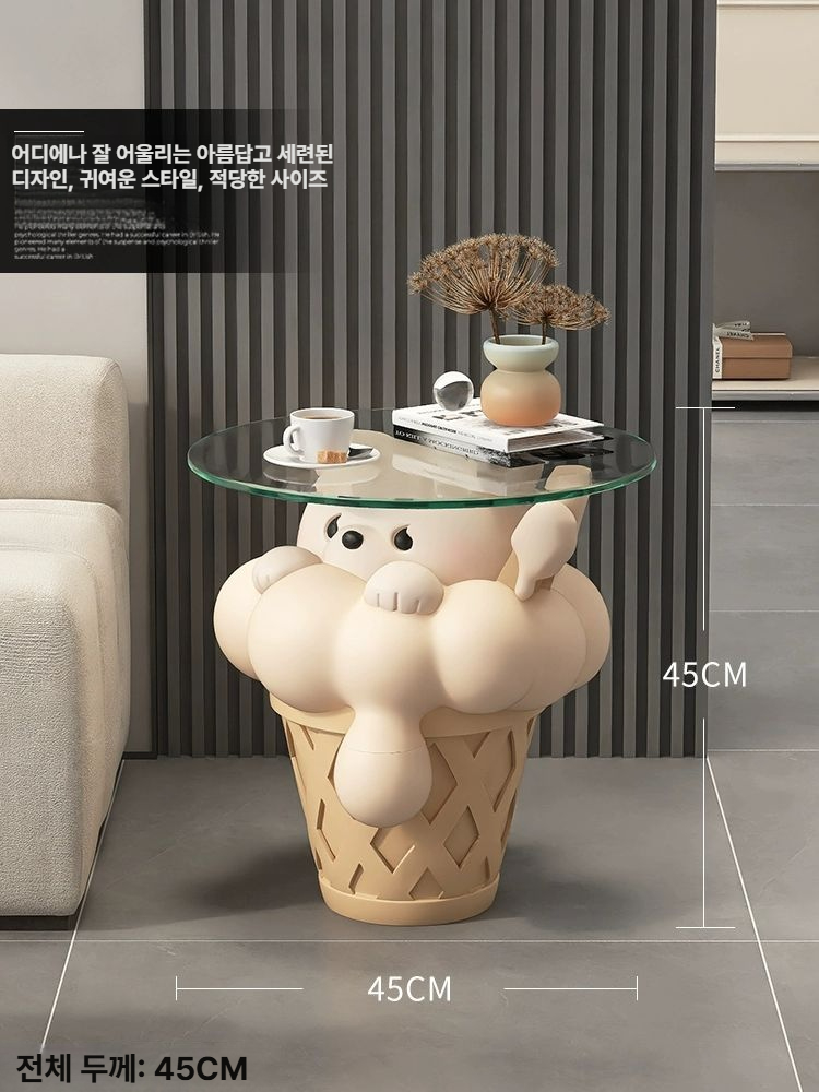 크림 곰 스탠딩 장식품 거실 침실 소파 테이블 집들이 선물 굽은 다리 곰-브라운 - 상세 이미지 4