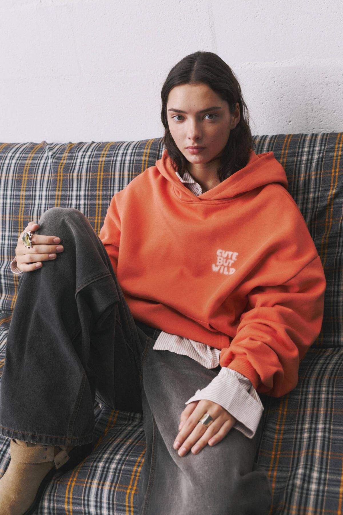 풀앤베어 오렌지 스프레이 텍스트 후드티 7560/379 BURNT ORANGE - 상세 이미지 2