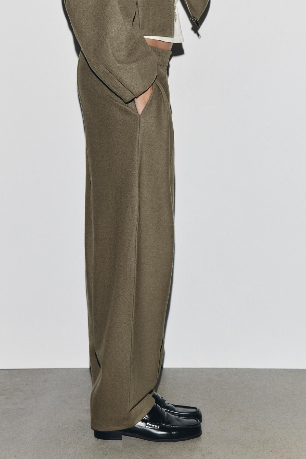자라 소프트 스트레이트 와이드 슬랙스 팬츠 4174/849 KHAKI - 메인 이미지