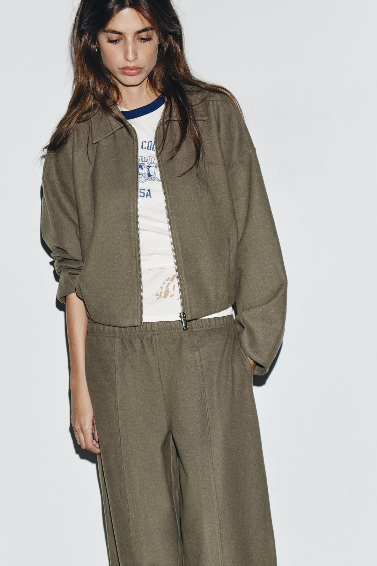 자라 소프트 스트레이트 와이드 슬랙스 팬츠 4174/849 KHAKI - 상세 이미지 3