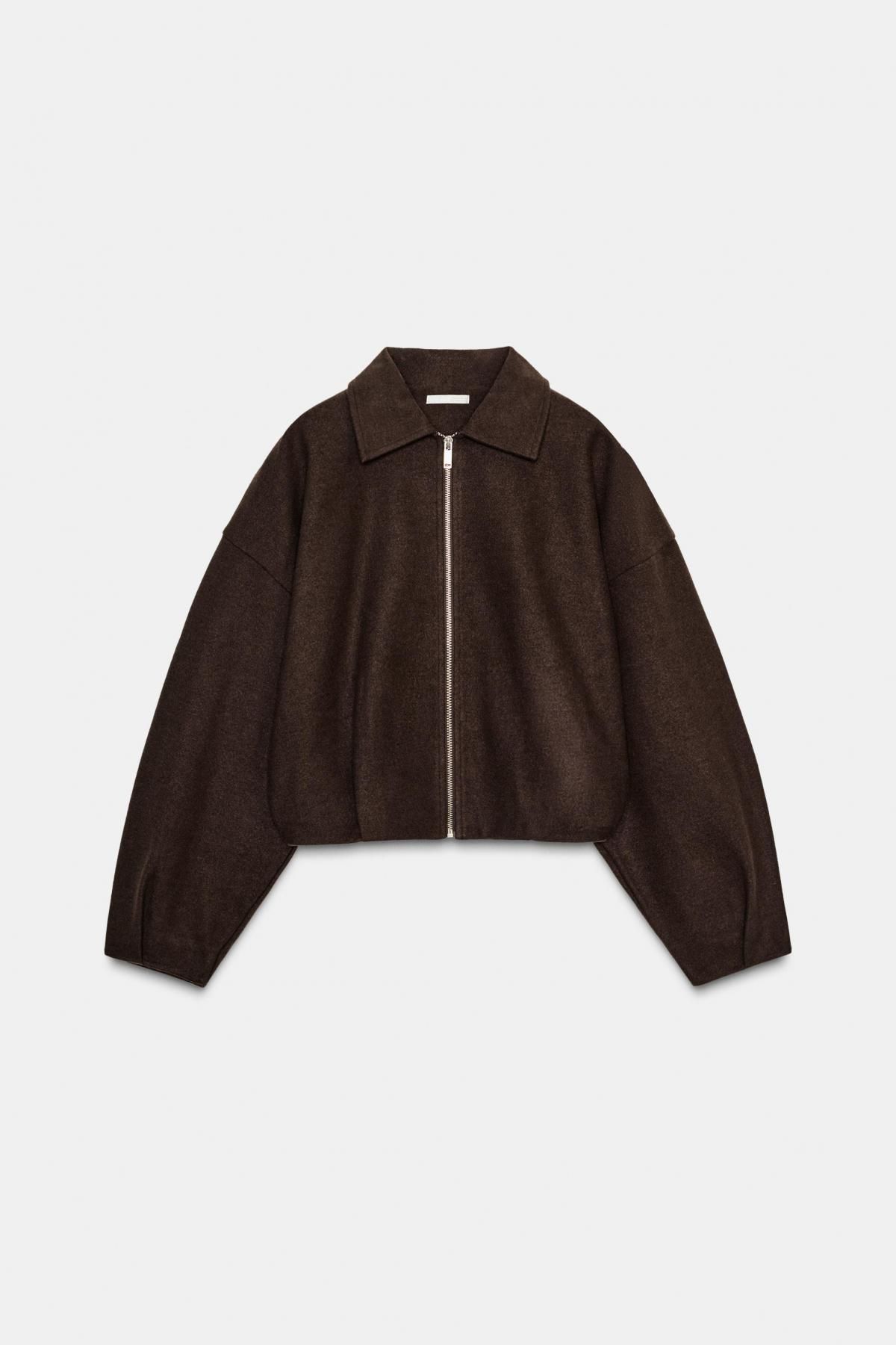 자라 소프트 크롭 집업 봄버 자켓 브라운 4174/848 BROWN - 메인 이미지