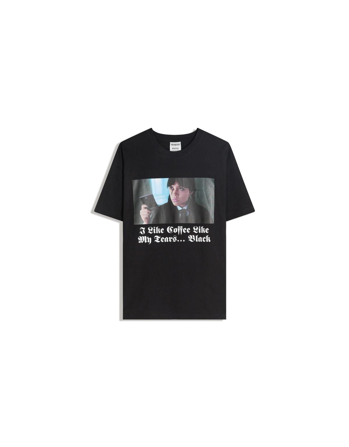 버쉬카 웬즈데이 프린트 반팔 티셔츠 7636/084 BLACK - 상품 이미지