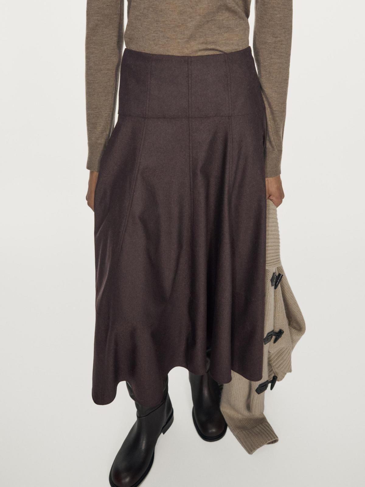마시모두띠 울 블렌드 요크 미디 스커트 5235/505 BROWN - 상세 이미지 4