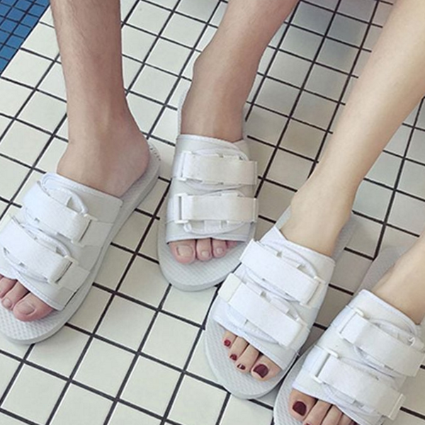 편안한 남녀공용 샌들 캐주얼 커플 샌들 스트랩 찍찍이 - 메인 이미지