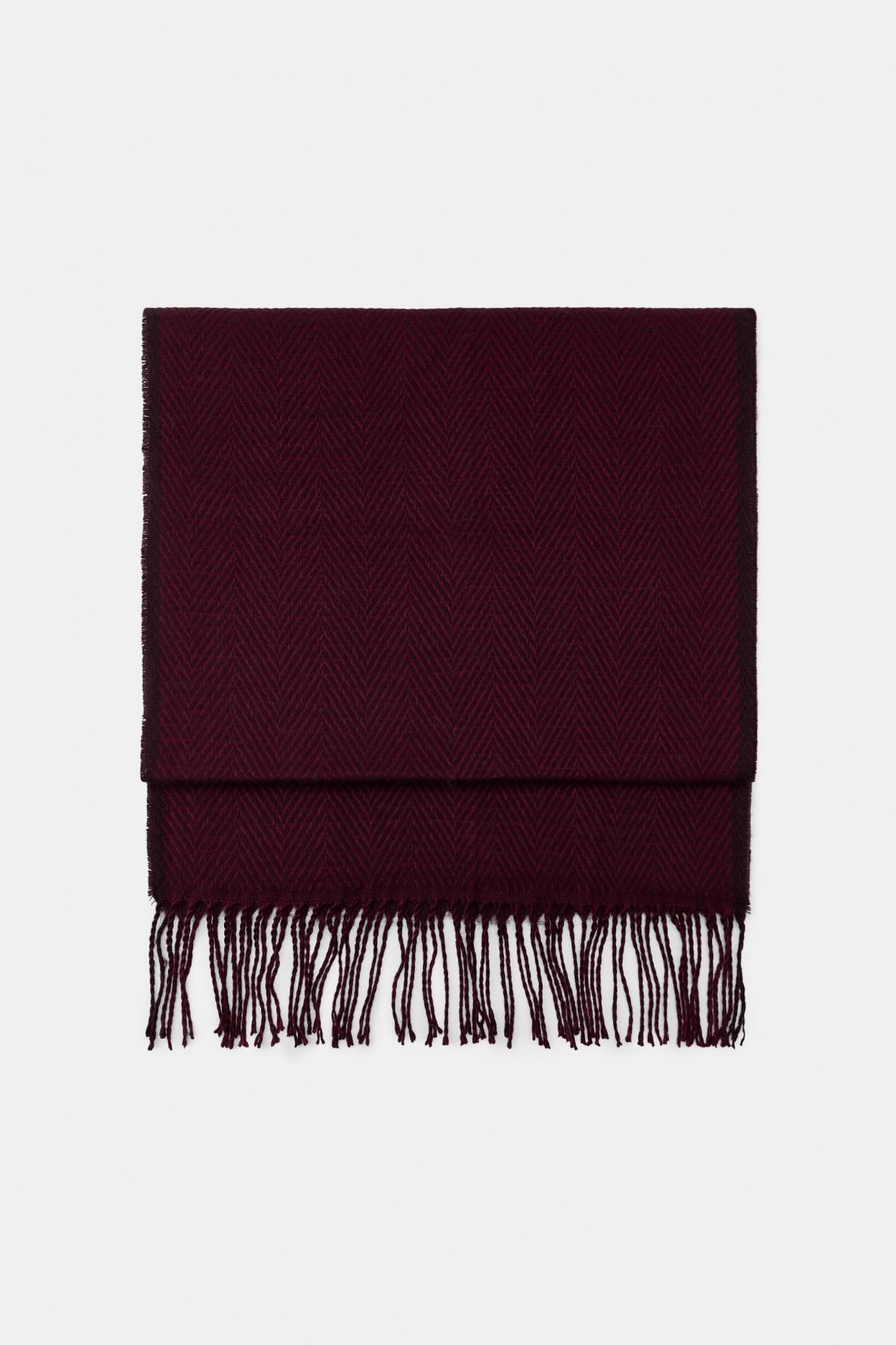 자라 헤링본 프린지 울 혼방 머플러 버건디 1023/261 BURGUNDY - 메인 이미지