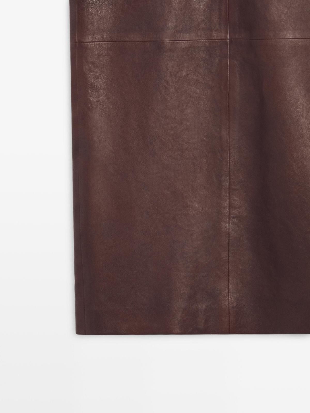 마시모두띠 브라운 나파 레더 미디 스커트 5327/967 BROWN 이미지 8