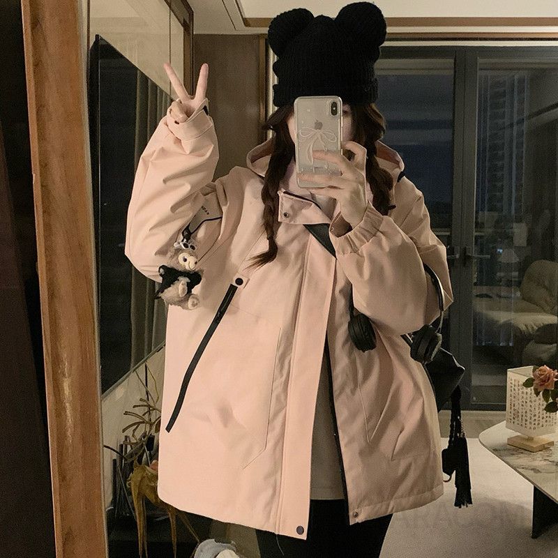 여성 겨울 웰론 패딩 점퍼 오버핏 후드 아우터 빅사이즈 데일리 루즈핏 도톰한 보온성 캐주얼 캠퍼스룩 스트릿웨어 점퍼 자켓 - 상세 이미지 5