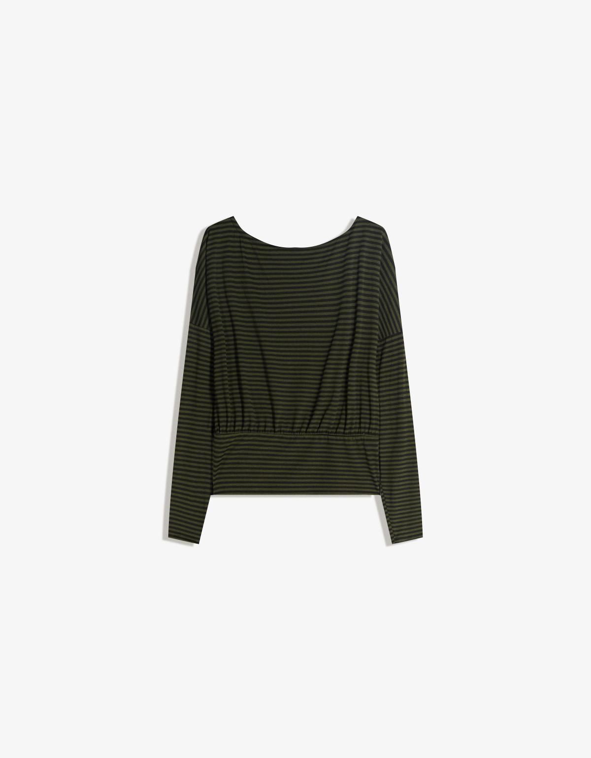 버쉬카 스트라이프 슬림핏 새시 긴팔 티셔츠 7634/187 KHAKI - 상세 이미지 2