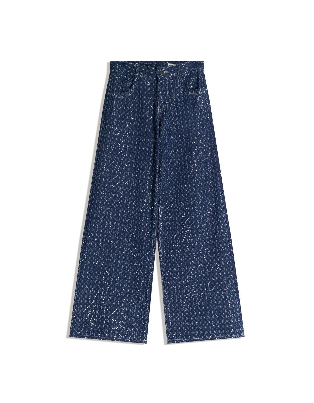 버쉬카 시퀸 와이드핏 데님 청바지 5036/074 NAVY - 상세 이미지 3