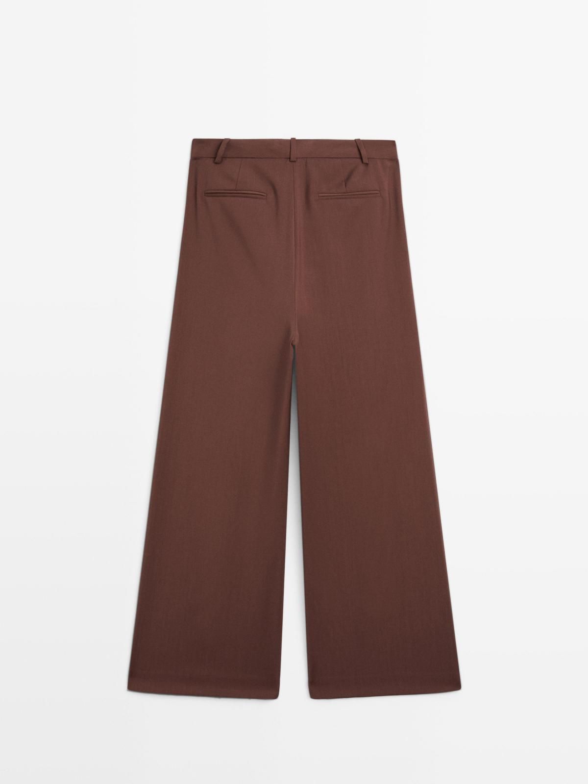 마시모두띠 테일러드 울 와이드 팬츠 더블 다트 9007/951 MAHOGANY - 상세 이미지 4
