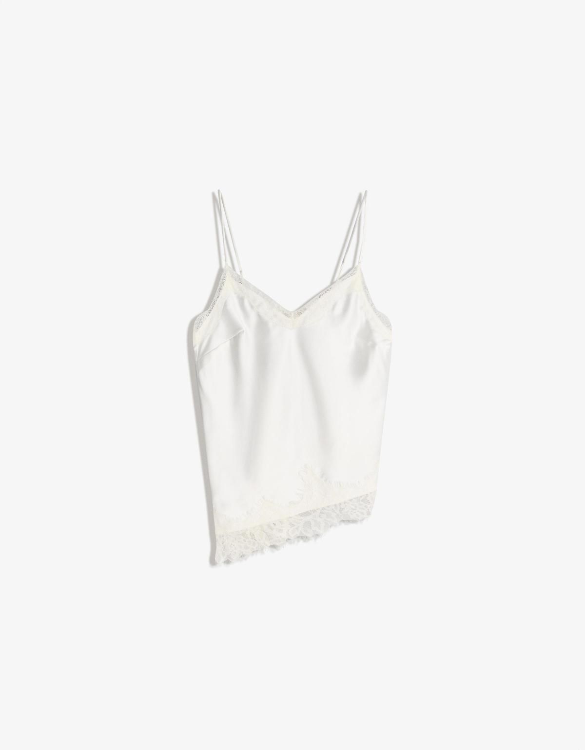 버쉬카 트렌디 새틴 비대칭 스트랩 탑 8817/692 CREAM - 상품 이미지