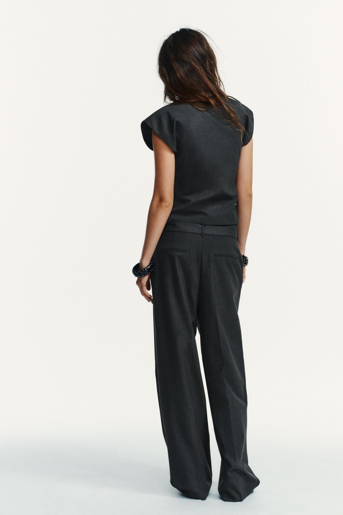 자라 핀스트라이프 브이넥 테일러드 베스트 2010/768 CHARCOAL GREY - 상세 이미지 4